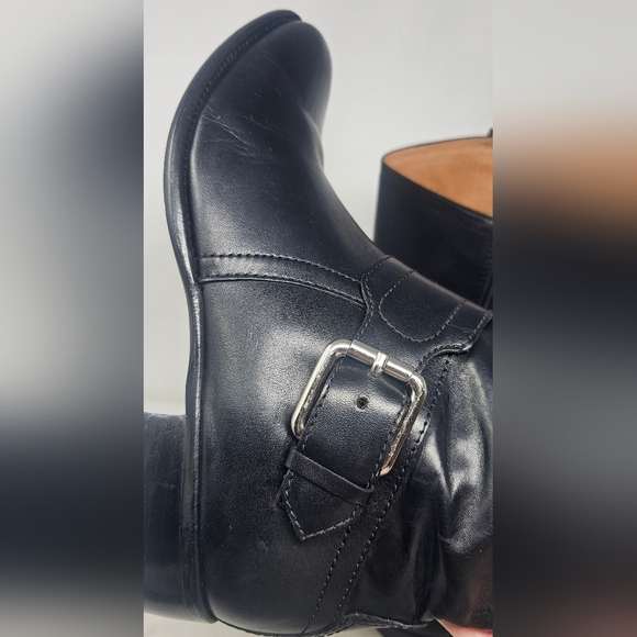 Corso Como Classic Black Leather Knee High Buckled Riding Boots Size 7.5M - Picture 5 of 16